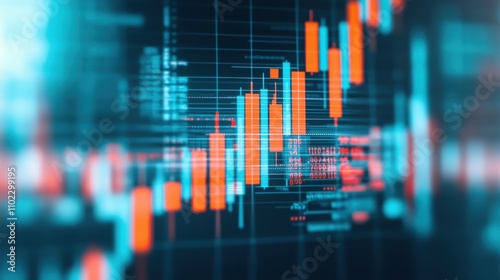 Abstract Financial Chart Analysis with Candlestick Data Visualization