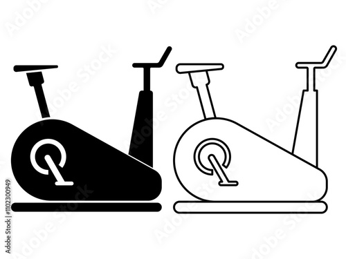 Exercise Bike Icon. flat style pictogram for ui or ux mobile app, design sign logo symbol vector illustration, isolated on white editable
