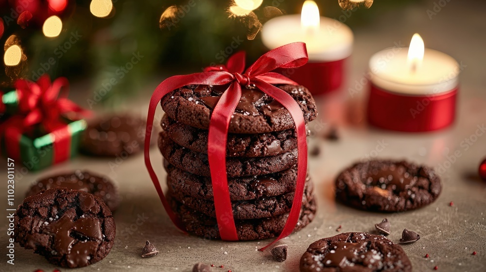chocolate cookies Christmas concept. Selective focus chocolate cookies Christmas concept. Selective focus