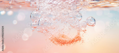 Wallpaper Mural Orange powder dissolving in water creating bubbles and foam Torontodigital.ca