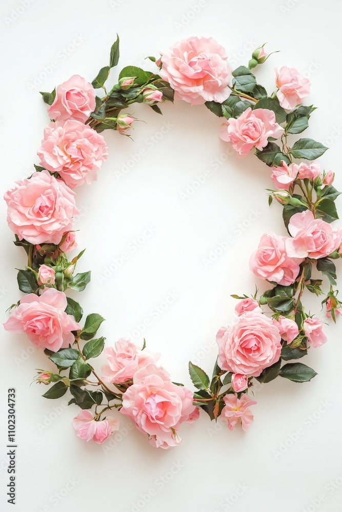 Wreath of roses on a white background. Selective focus Wreath of roses on a white background. Selective focus