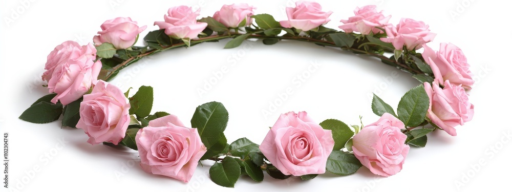 Wreath of roses on a white background. Selective focus Wreath of roses on a white background. Selective focus