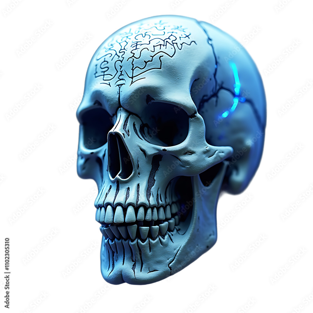 whimsical human skull on transparent background whimsical human skull on transparent background