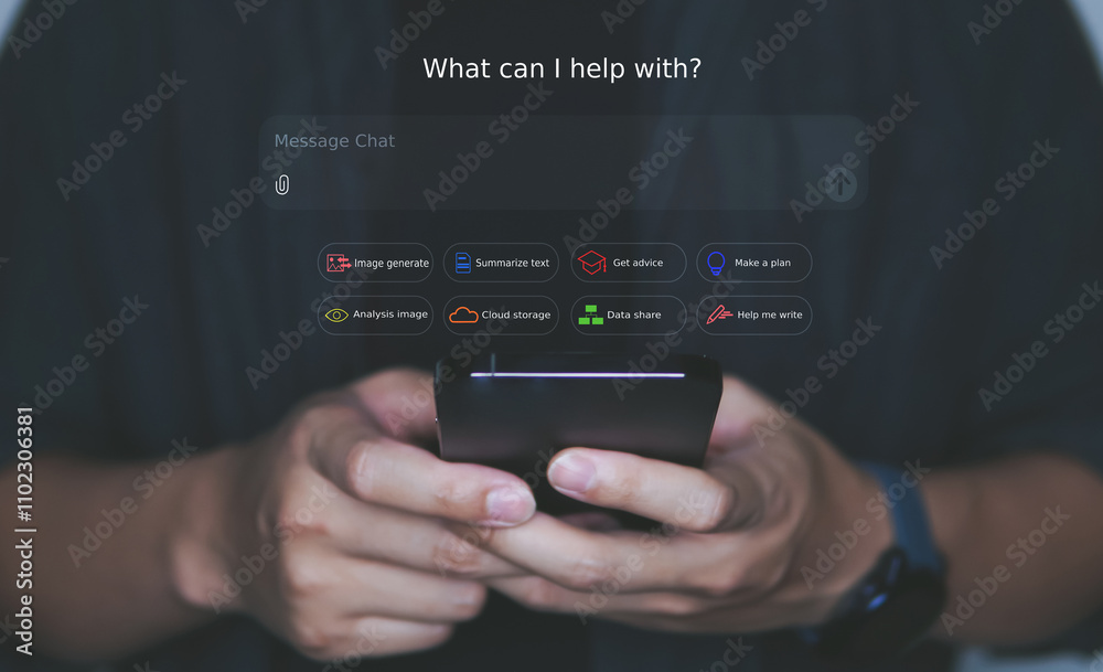 AI chat assistance concept, popup of dashboard for chat on screen ...