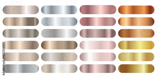 Gradation Gold, silver, bronze set vector. Metalic gradient collection