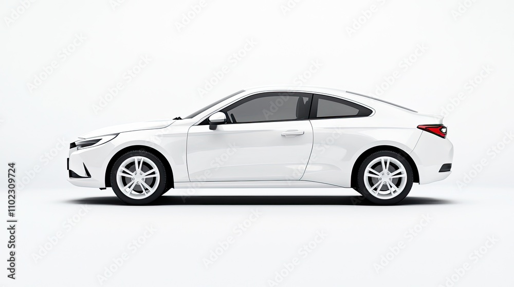 Sleek Modern White Coupe Car Displayed in Minimalist Studio Environment Emphasizing Elegant Design and Contemporary Aesthetics with Bright Lighting Effects Sleek Modern White Coupe Car Displayed in Minimalist Studio Environment Emphasizing Elegant Design and Contemporary Aesthetics with Bright Lighting Effects