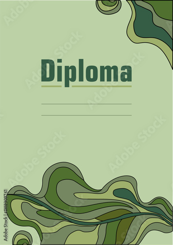 Exquisite eco design diploma. Beautiful stylized floral ornament. Leaf rhythmic pattern. Botanical composition of a fantastic plant element from oak leaves 