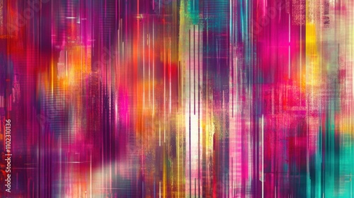 Dynamic abstract backgrounds with pixelated patterns, distorted lines, and vibrant neon hues, featuring digital glitches and streaks for a bold cyberpunk and tech-inspired aesthetic.