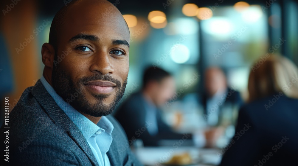 Fototapeta premium Happy Businessman Engaged in Office Boardroom Discussion