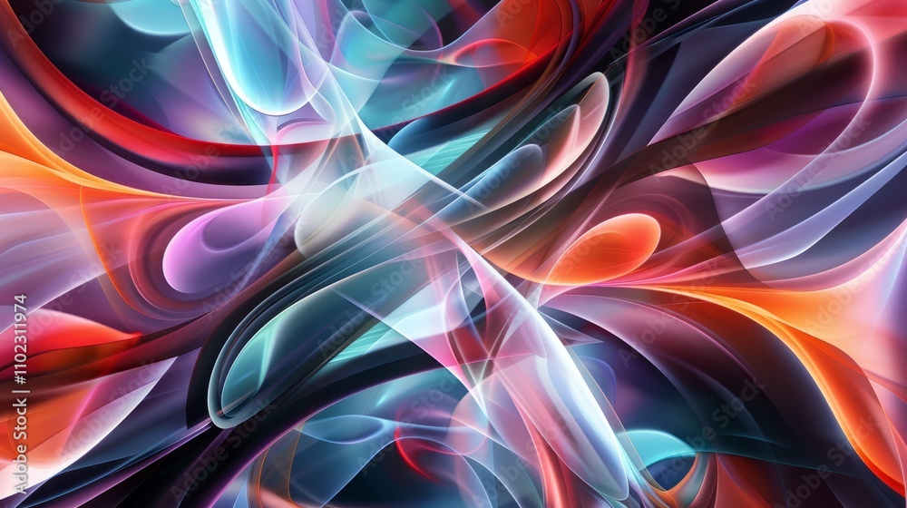 Fototapeta premium Fluid Abstract Composition with Wavy Lines and Organic Shapes