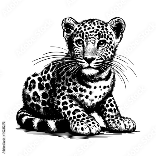 Leopard Cub Sketch Style