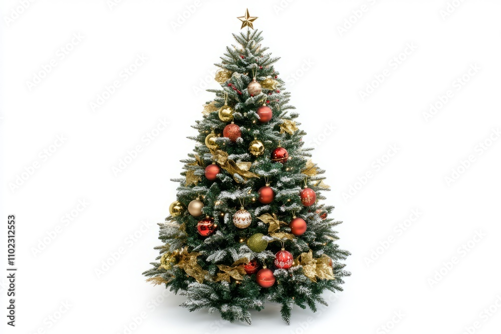 Christmas tree with decoration on white background Christmas tree with decoration on white background