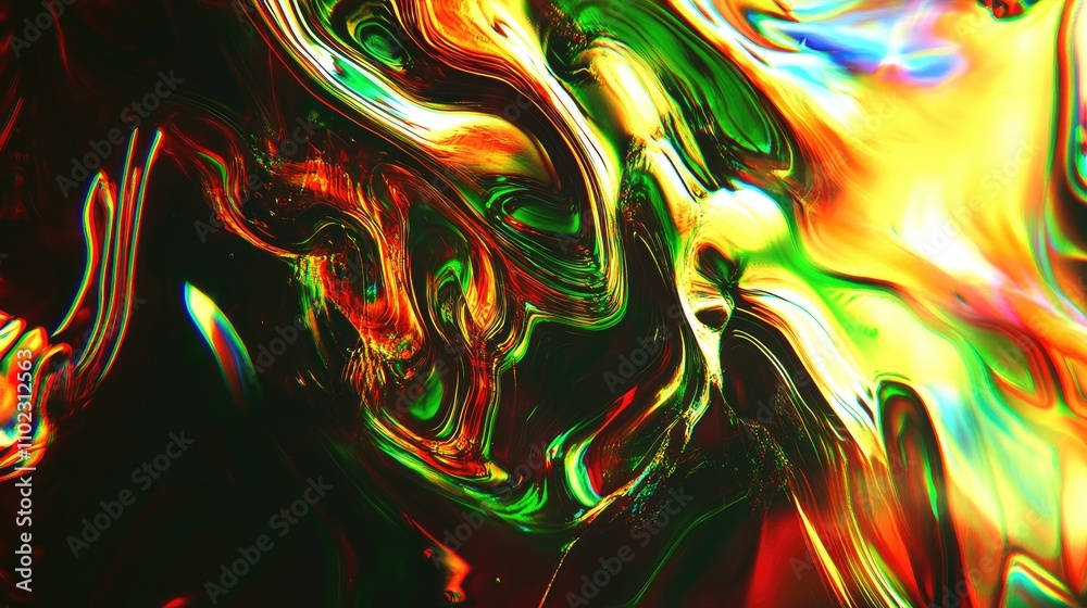 Abstract vibrant swirls of iridescent colors creating a psychedelic, fluid art background. Abstract vibrant swirls of iridescent colors creating a psychedelic, fluid art background.