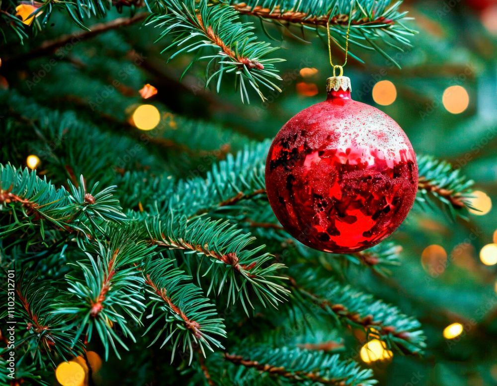 New Year's ball on the Christmas tree New Year's ball on the Christmas tree
