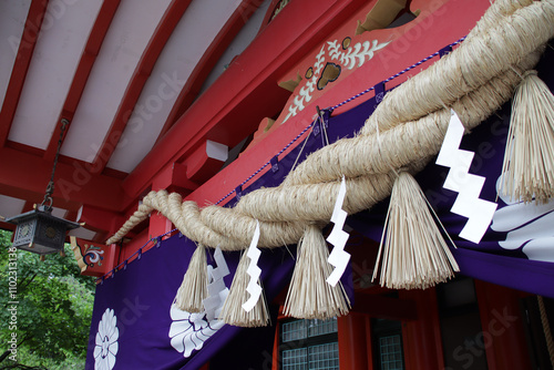 hall in a shinto temple (miyagiken gokoku shrine) in sendai in japan  photo