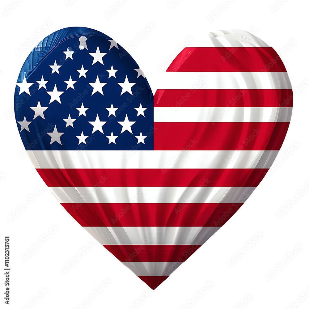 Fototapeta premium heart shape of american flag on transparent background