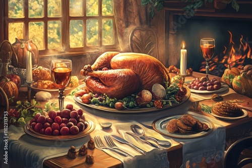 thanksgiving vector art, turkey, feast  photo