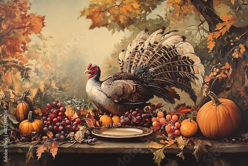 thanksgiving vector art, turkey, feast  photo