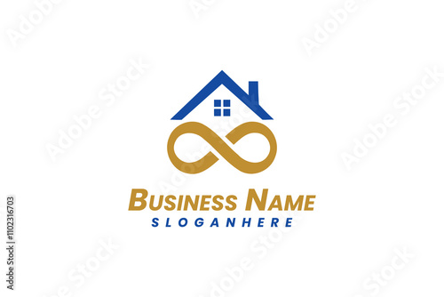 Infinity home logo in blue and gold representing endless possibilities in real estate.