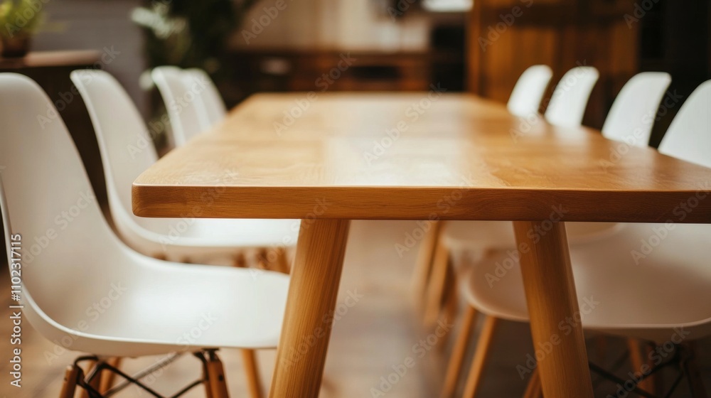 Stunning Wooden Dining Table with White Chairs - A Perfect Dining Room Design Stunning Wooden Dining Table with White Chairs - A Perfect Dining Room Design