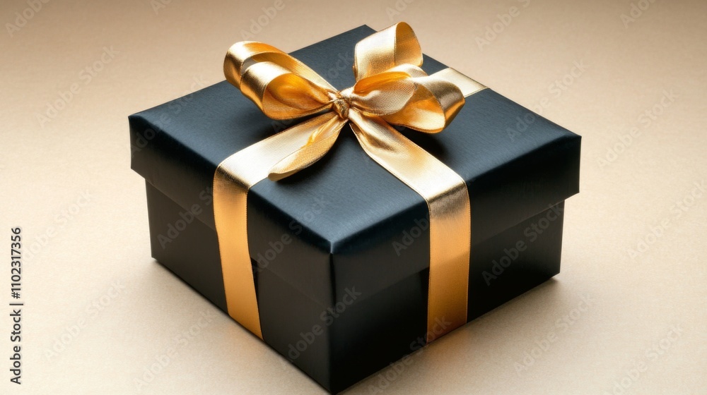 A Luxurious Black Gift Box with Golden Ribbon - A Perfect Gift for Any Occasion A Luxurious Black Gift Box with Golden Ribbon - A Perfect Gift for Any Occasion