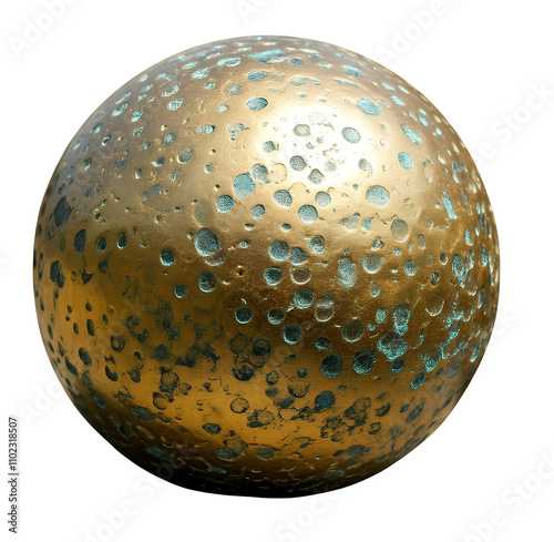 A brass metal ball with a smooth surface and warm golden hue, showcasing a timeless, elegant design