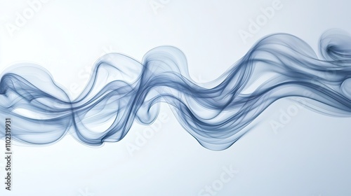 Elegant Flowing Blue Smoke on a Light Background Creating an Ethereal and Calm Atmosphere, Ideal for Various Textures and Abstract Designs