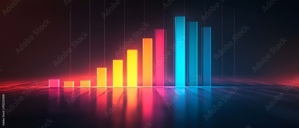 Colorful digital growth chart representation. Colorful digital growth chart representation.