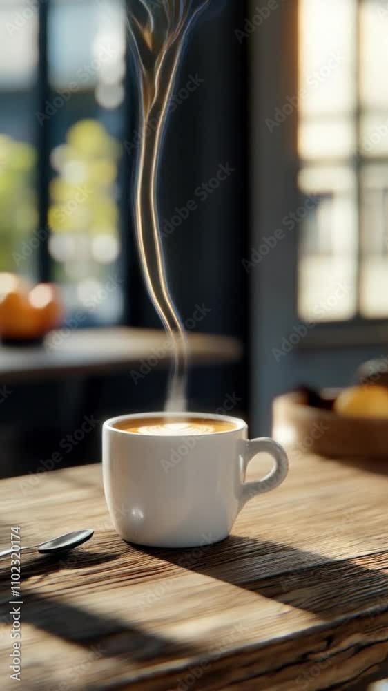 Magisches Herz aus dampfendem Kaffee in gemütlicher Café-Atmosphäre - Kaffee Liebe