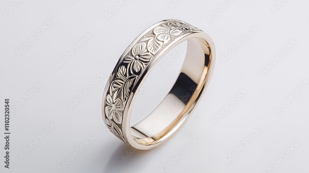 Elegant Gold Wedding Band with Intricate Floral Engraving and Polished Finish for Timeless Romance and Special Occasions in Soft Light Elegant Gold Wedding Band with Intricate Floral Engraving and Polished Finish for Timeless Romance and Special Occasions in Soft Light