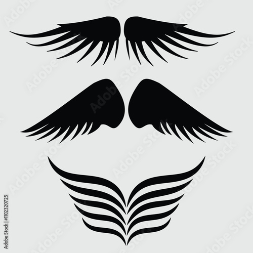 A Wing Black Silhouette Vector Clipart Free