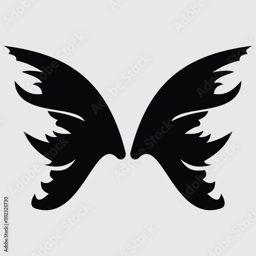 A Wing Black Silhouette Vector Clipart Free