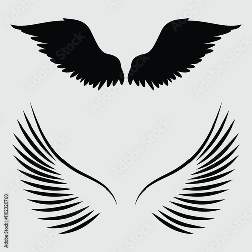 A Wing Black Silhouette Vector Clipart Free