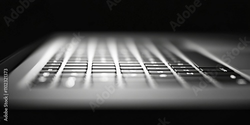 modern laptop keyboard with shallow depth of field focused on illuminated keys sleek and professional design