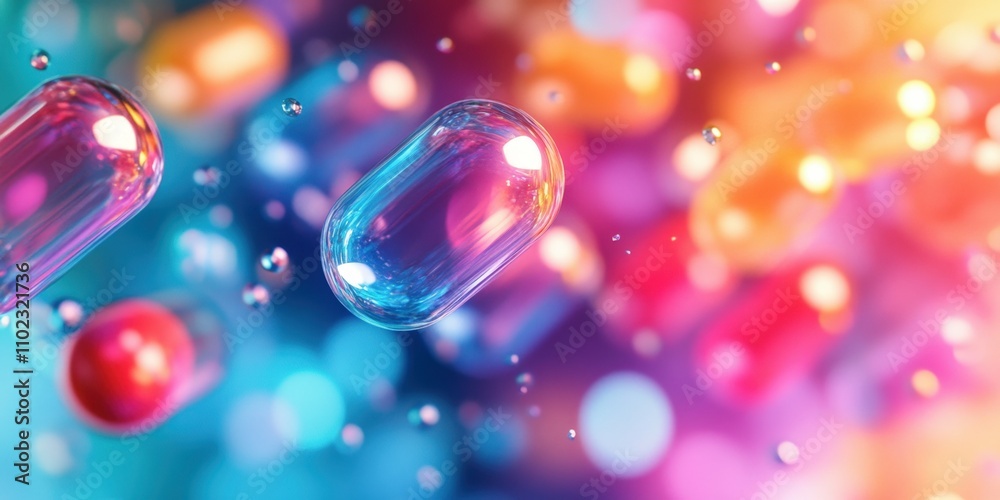 floating capsules in vibrant colors on a gradient background dynamic modern arrangement with a pharmaceutical theme floating capsules in vibrant colors on a gradient background dynamic modern arrangement with a pharmaceutical theme