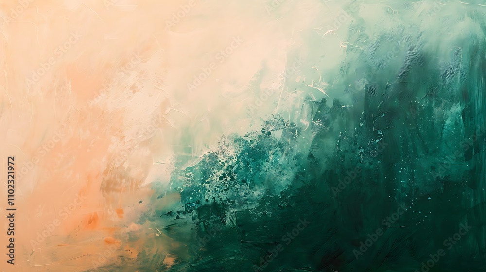 Fototapeta premium Abstract Green and Orange Canvas Painting