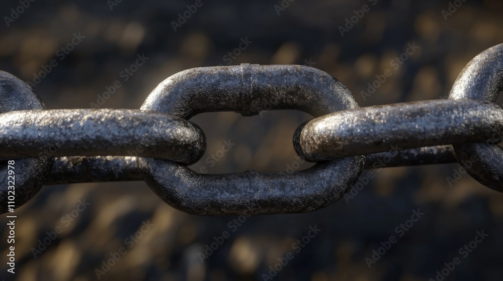 Close-up of a Rugged Metal Chain Link - Industrial Strength and Durability Close-up of a Rugged Metal Chain Link - Industrial Strength and Durability