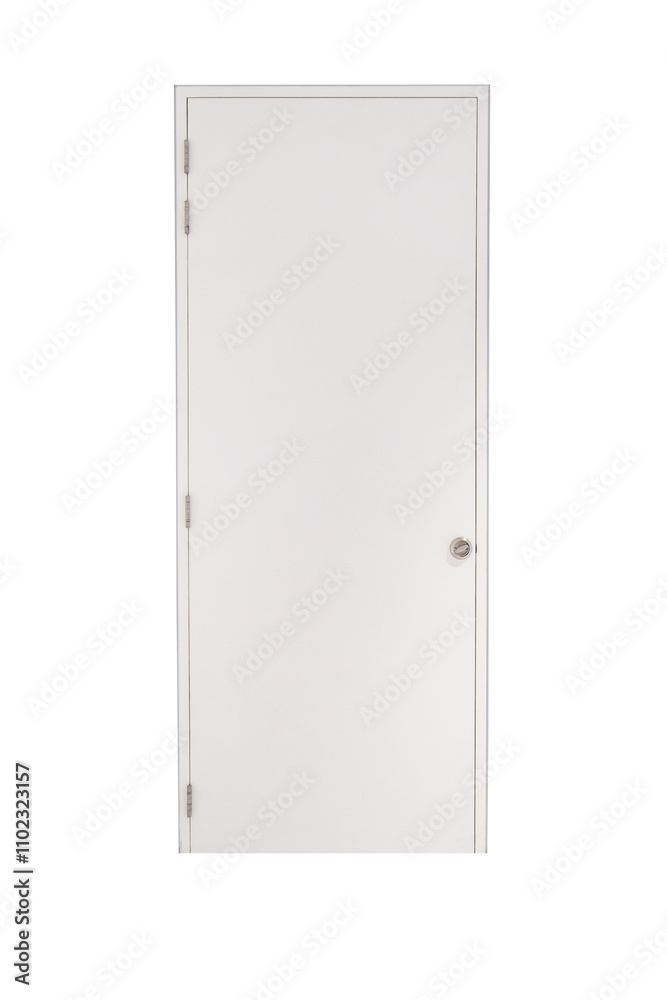 white door with lock isolated on white background