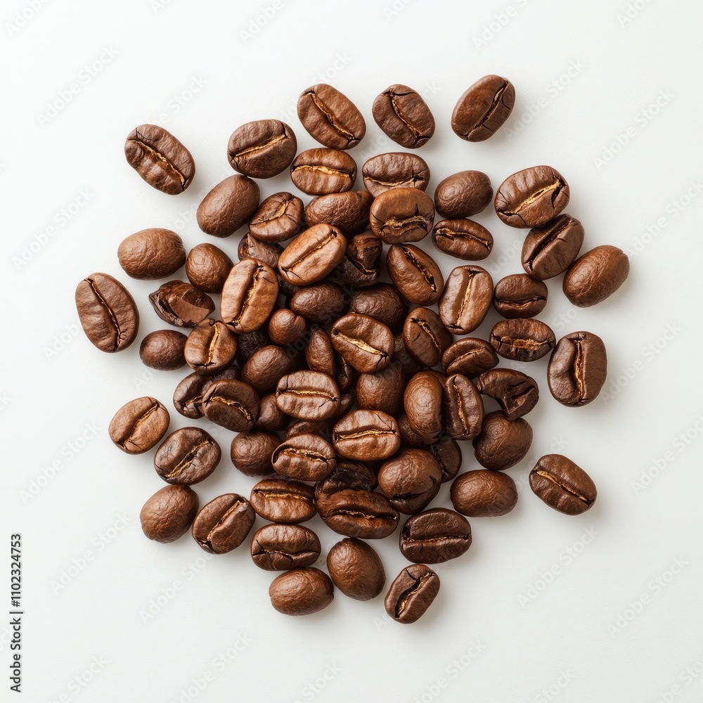 A Close-Up Image of Freshly Roasted Coffee Beans on a White Surface Showing Their Rich Brown Color and Unique Texture Ideal for Beverage and Culinary Themes A Close-Up Image of Freshly Roasted Coffee Beans on a White Surface Showing Their Rich Brown Color and Unique Texture Ideal for Beverage and Culinary Themes