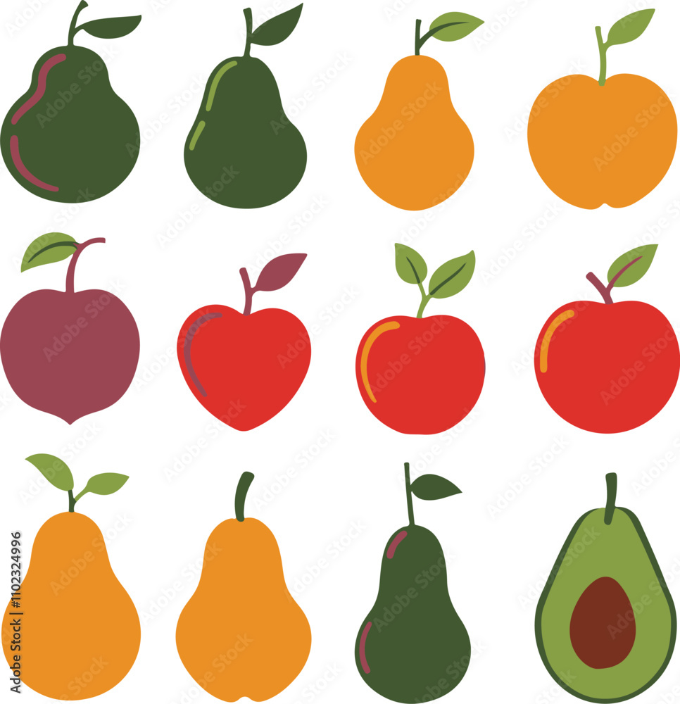 12 different colourful fruits vector 12 different colourful fruits vector