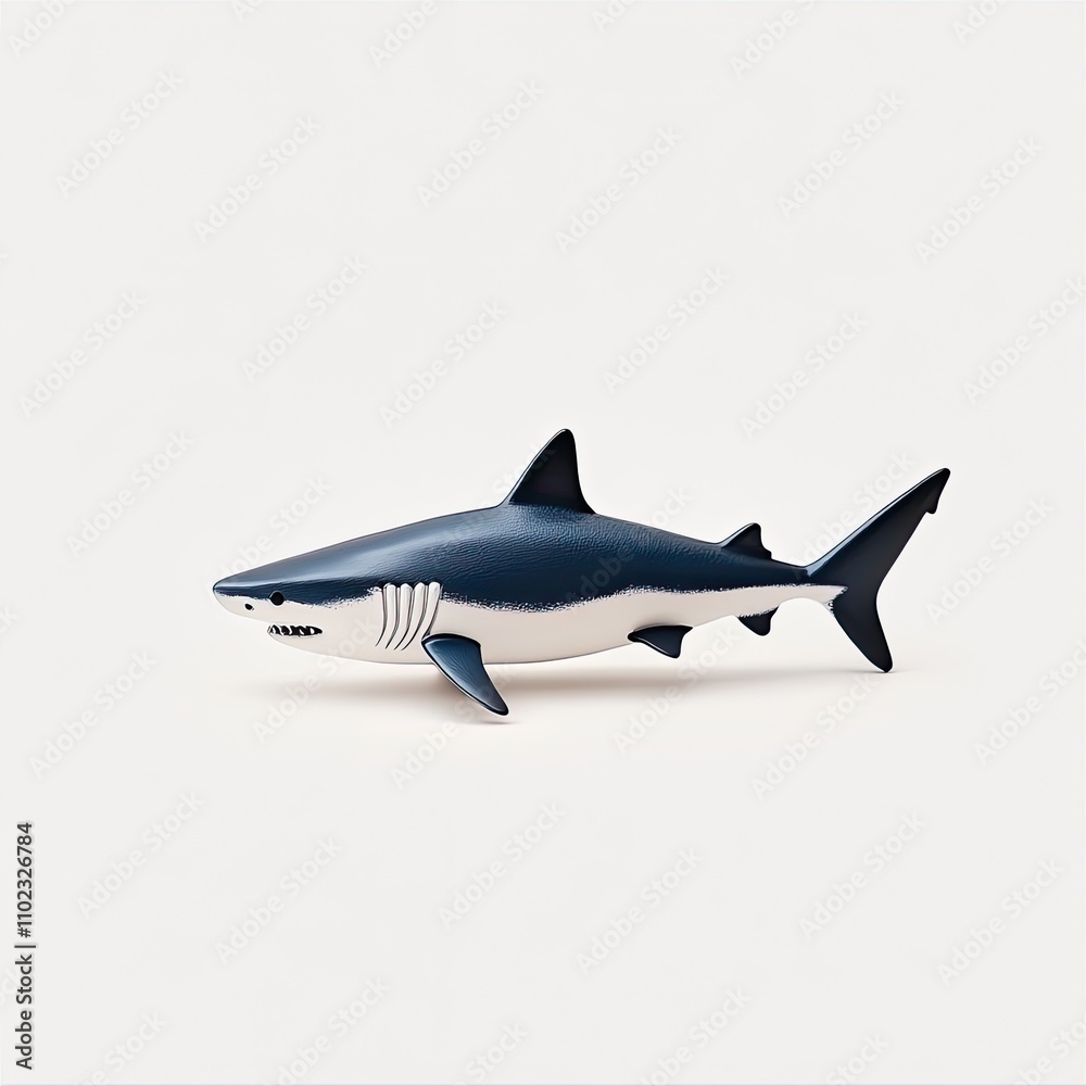 Fototapeta premium Realistic Illustration of a Shark Toy on a Plain Background, Perfect for Educational and Decorative Purposes in Various Design Projects
