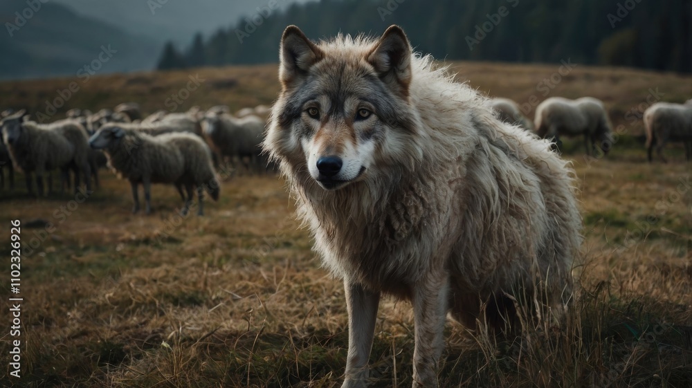 Fototapeta premium Close up gray wolf portrait.