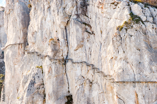 attraction stairs and footpaths on a steep cliff