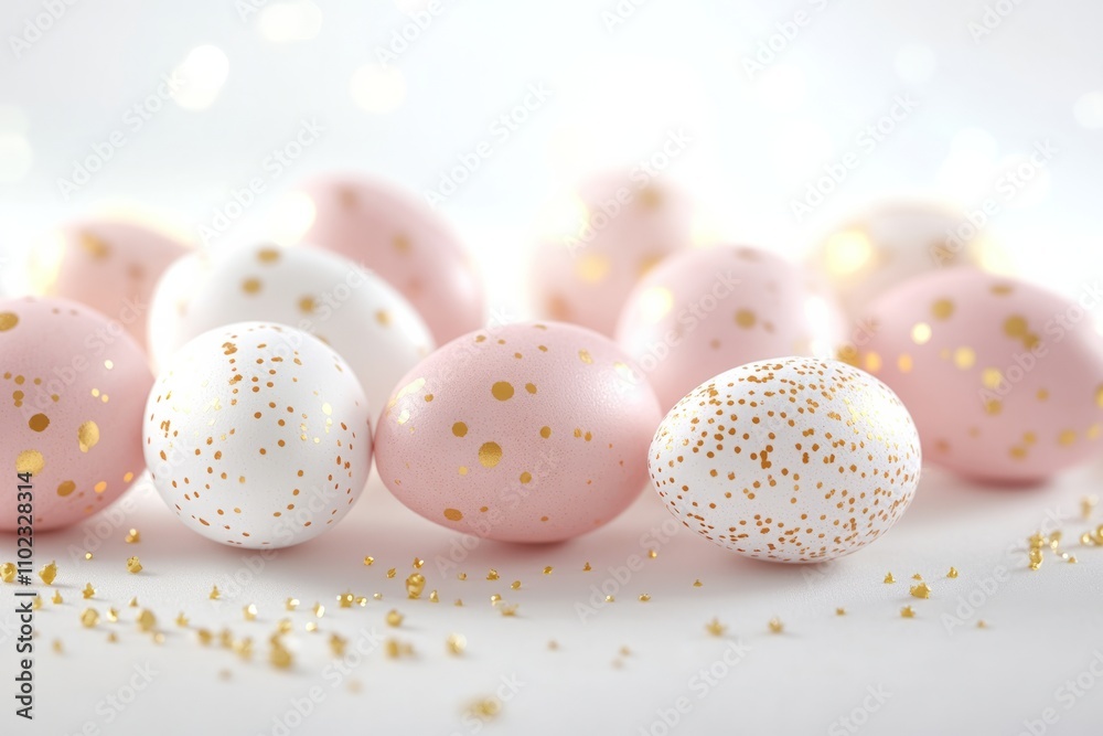 Delicate pastel eggs adorned with golden specks create a whimsical ambiance perfect for festive celebrations and springtime gatherings Delicate pastel eggs adorned with golden specks create a whimsical ambiance perfect for festive celebrations and springtime gatherings