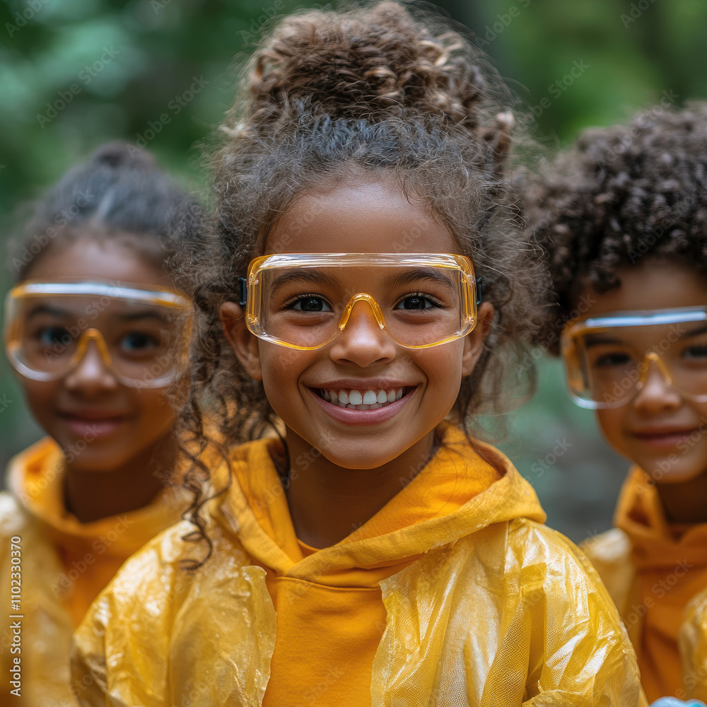 Young Girl Scientist in Safety Glasses Young Girl Scientist in Safety Glasses
