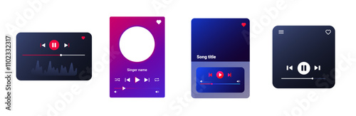 Gradient music player with sleek controls for easy track selection and playlist management, ideal for a vibrant audio experience on mobile.