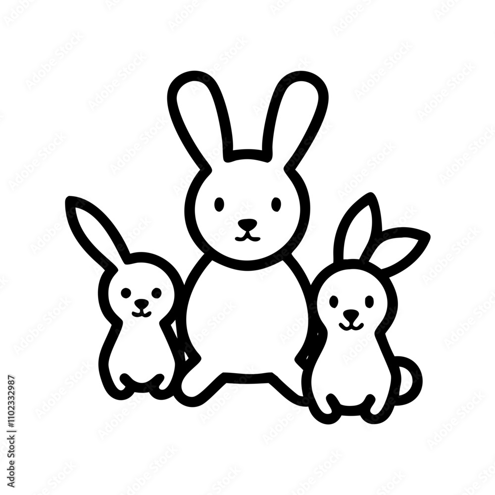 Bunny family icon for Easter and springtime themes Bunny family icon for Easter and springtime themes