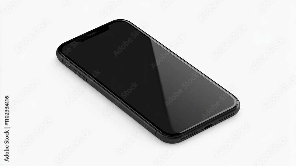 Sleek Black Smartphone on a Minimalist Background for Technology and Modern Lifestyle Stock Photo Use Sleek Black Smartphone on a Minimalist Background for Technology and Modern Lifestyle Stock Photo Use