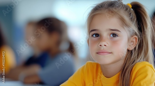 A young girl in a classroom setting focuses deeply on her lessons. Her engagement reflects the dedication and the growth mindset found in educational environments.