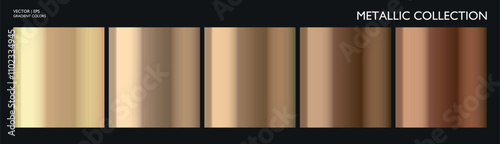 Metallic gold, silver, bronze colorful palette set. Metal gradient. Metallic collection. Color collection. Steel, iron, aluminium, tin. Holographic background. Chrome texture. Chromium polish effect.